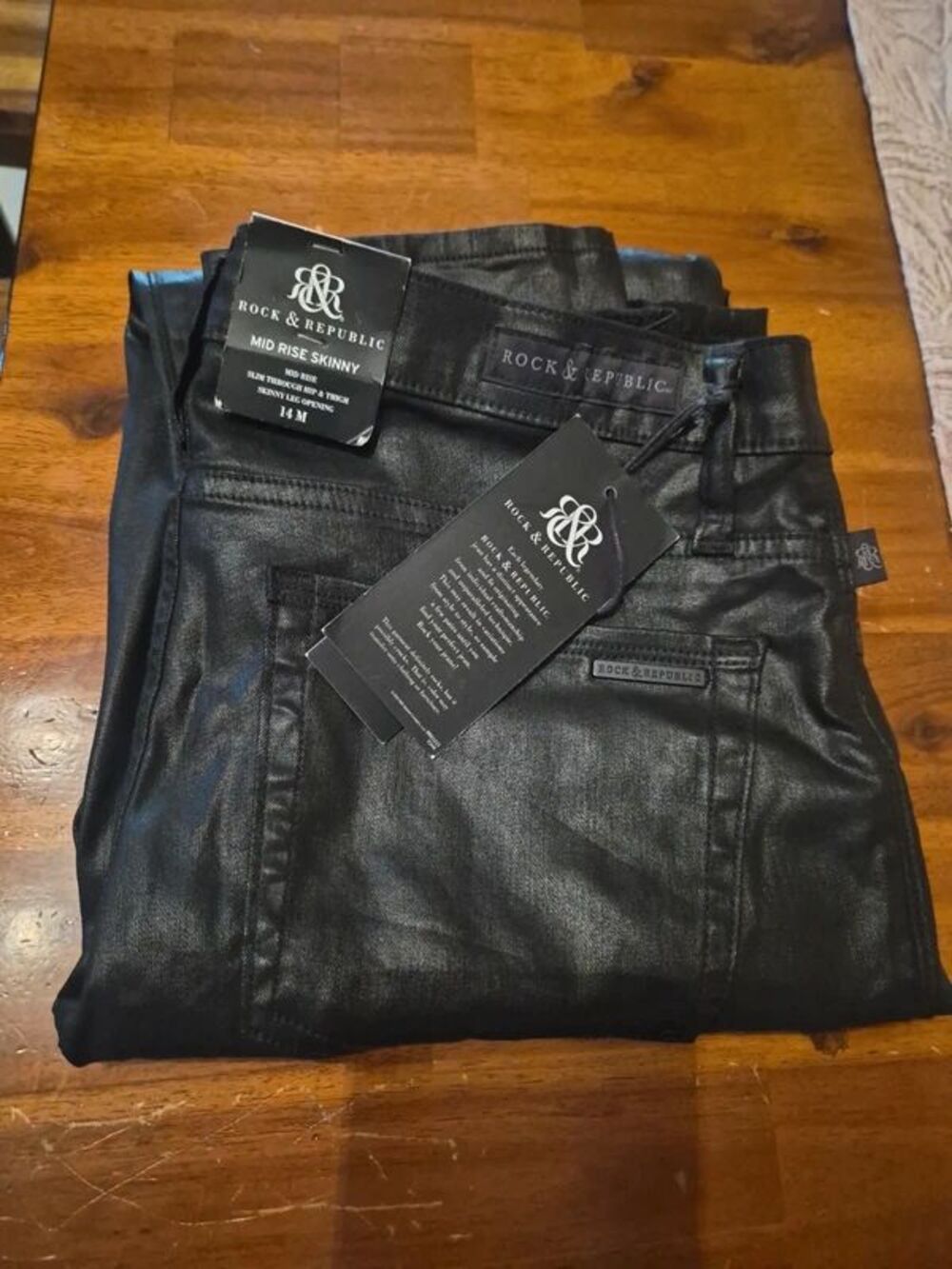 Rock & Republic pleather skinny pant NEW size 14